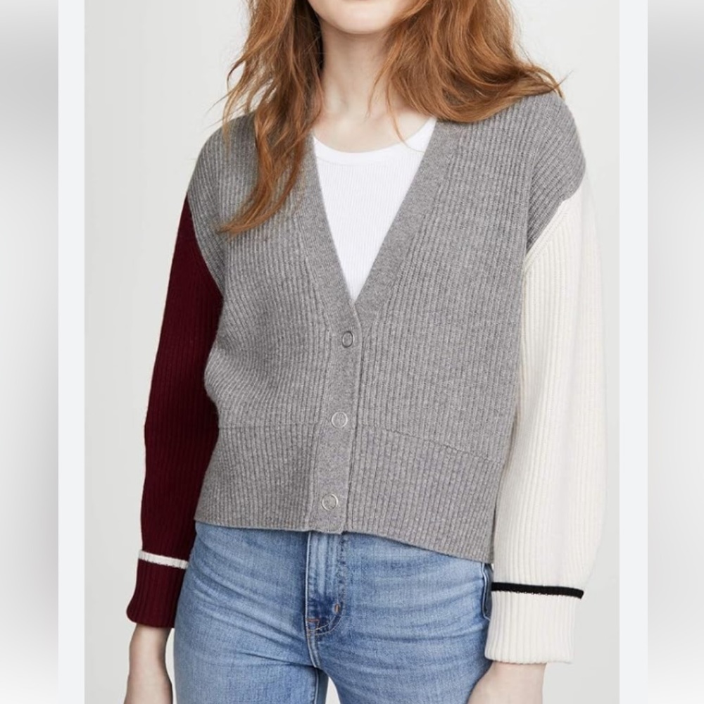 Baldwin BLDWN Sparrow Grey Multicolored Snap Button Cardigan Size XS